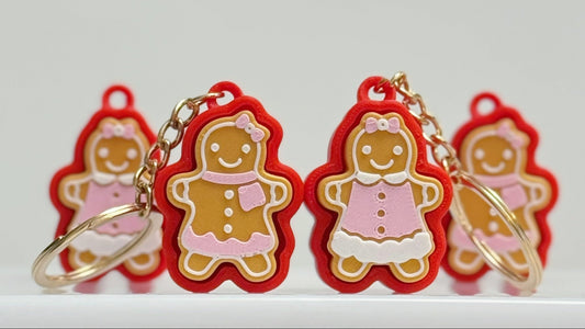 Christmas Red Gingerbread Man Clicker Keychain