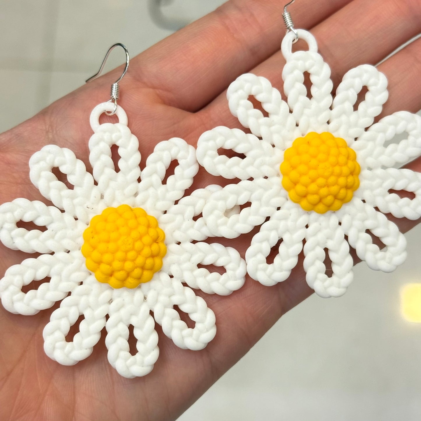 Daisy Bloom knitting pattern Earrings