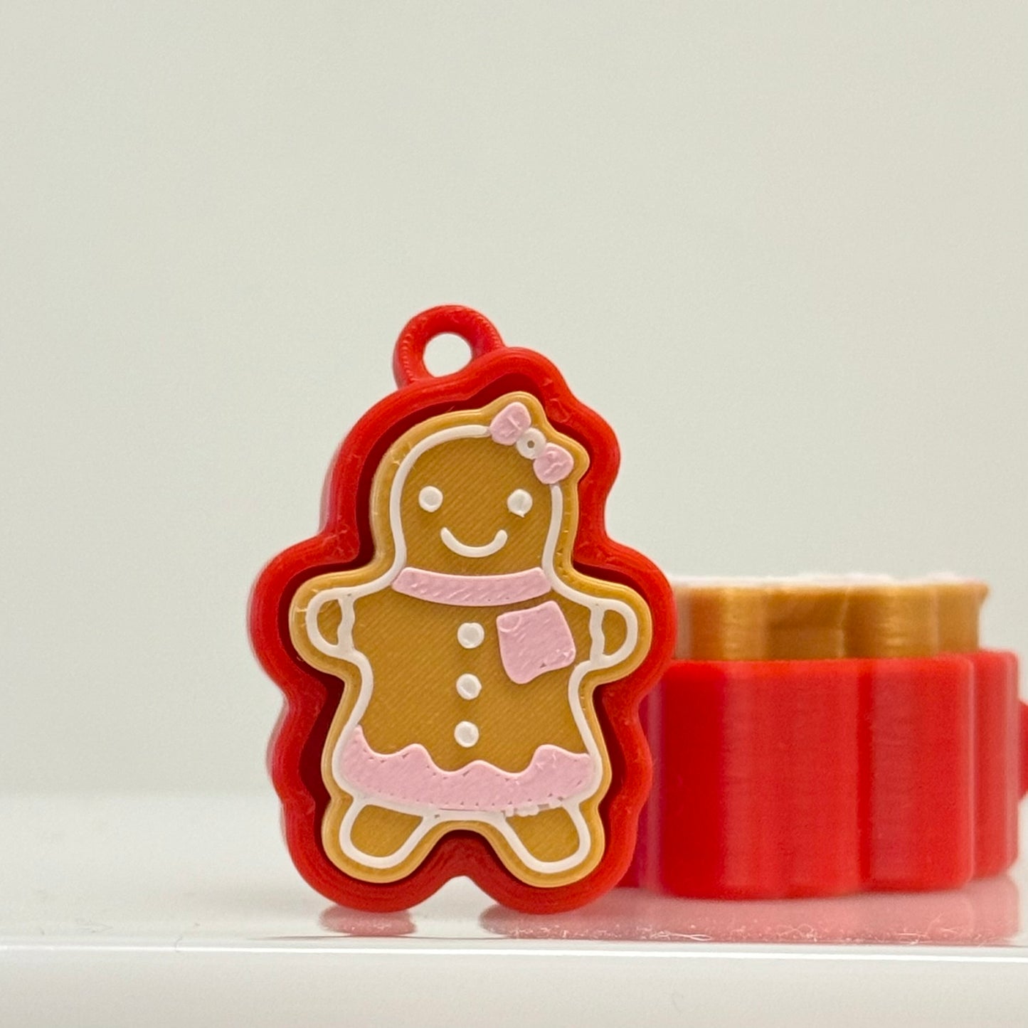 Christmas Red Gingerbread Man Clicker Keychain