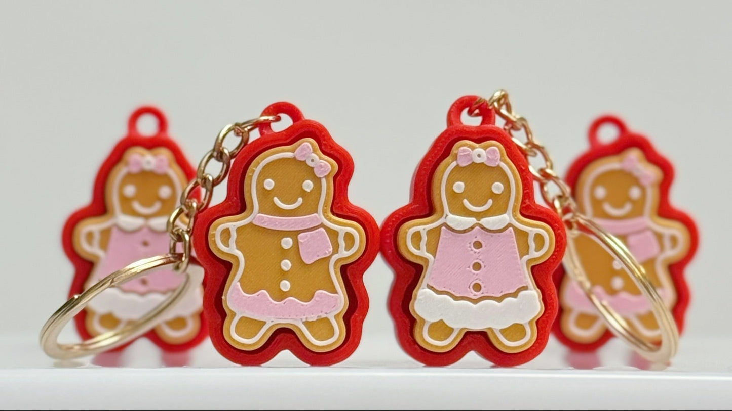 Christmas Red Gingerbread Man Clicker Keychain
