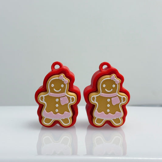 Christmas Red Gingerbread Man Clicker Keychain