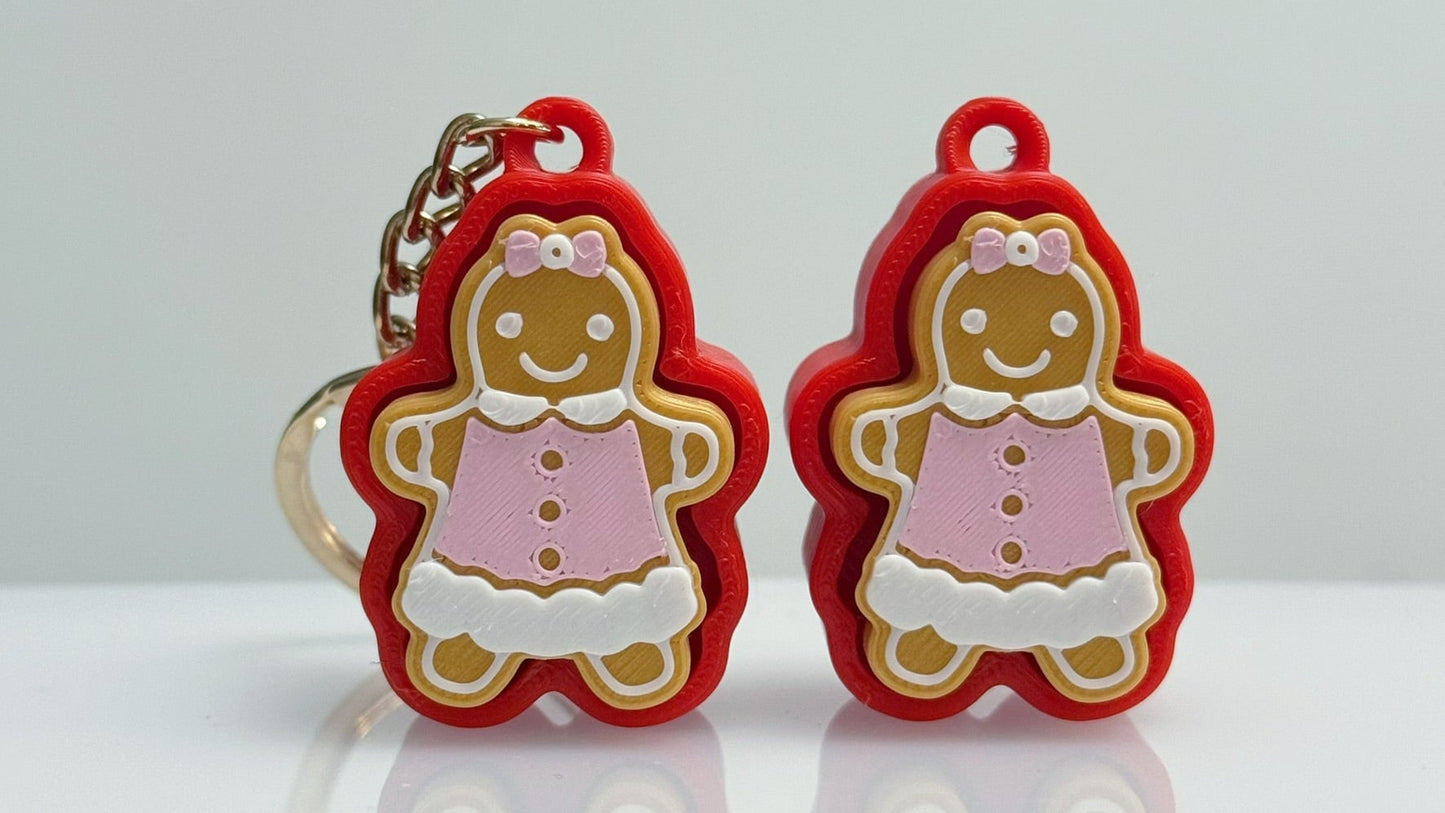 Christmas Red Gingerbread Man Clicker Keychain