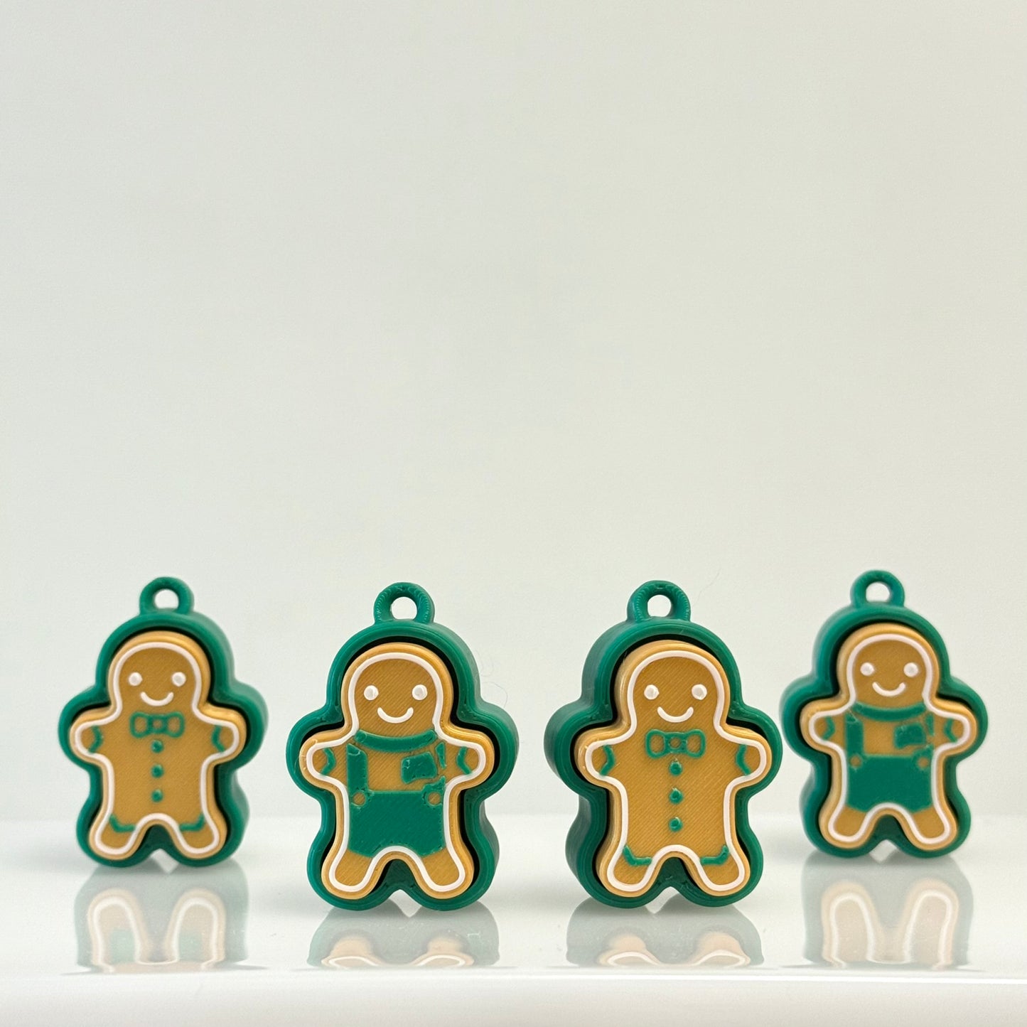 Christmas Green Gingerbread Man Clicker Keychain