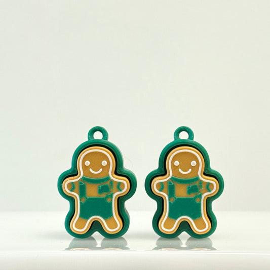 Christmas Green Gingerbread Man Clicker Keychain
