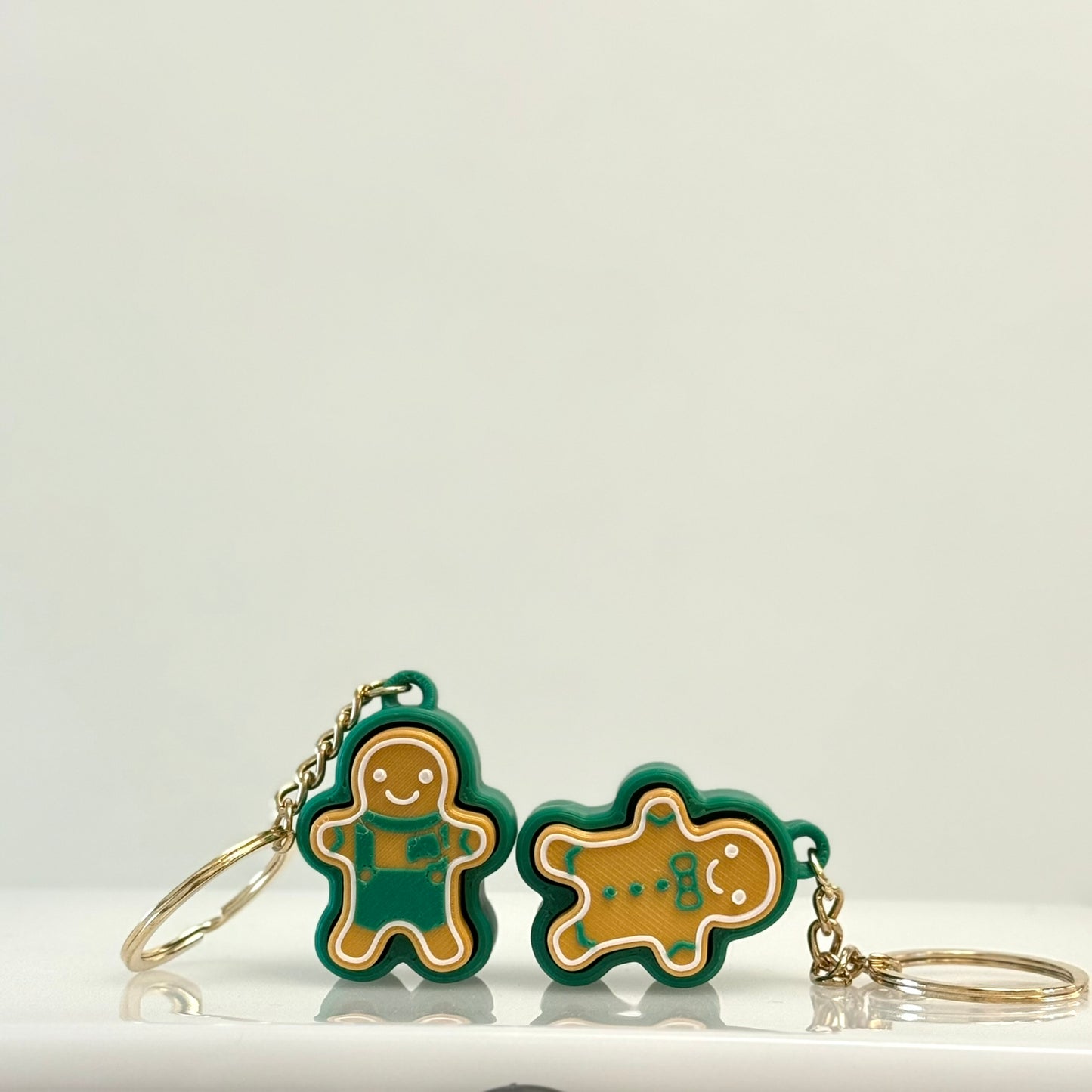 Christmas Green Gingerbread Man Clicker Keychain