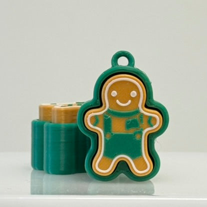 Christmas Green Gingerbread Man Clicker Keychain