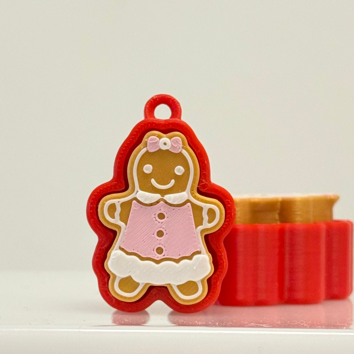 Christmas Red Gingerbread Man Clicker Keychain